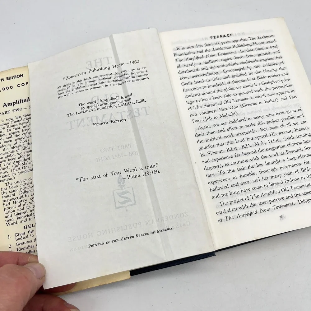 Vintage 1962 The Amplified Old Testament Part Two Job to Malachi Zondervan 9014